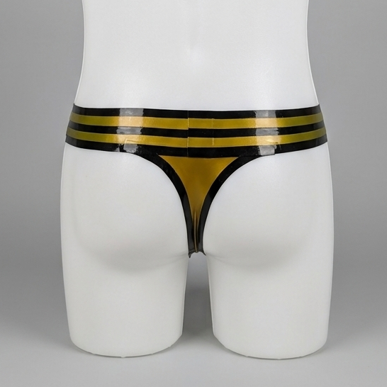 Wide Band Thong - Black and Gold Pouch