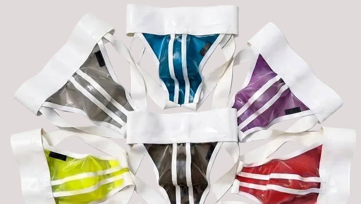 Wide Band White Latex Jock - Transparent Red