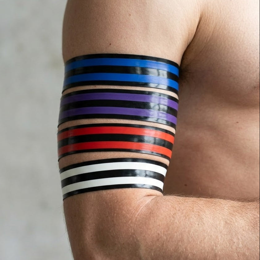 Dual Striped Bicep/Thigh Band (Two Pack) - Black/Red