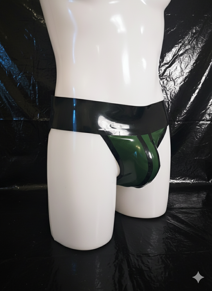 Bold Wide Band Latex Jock - Army Green