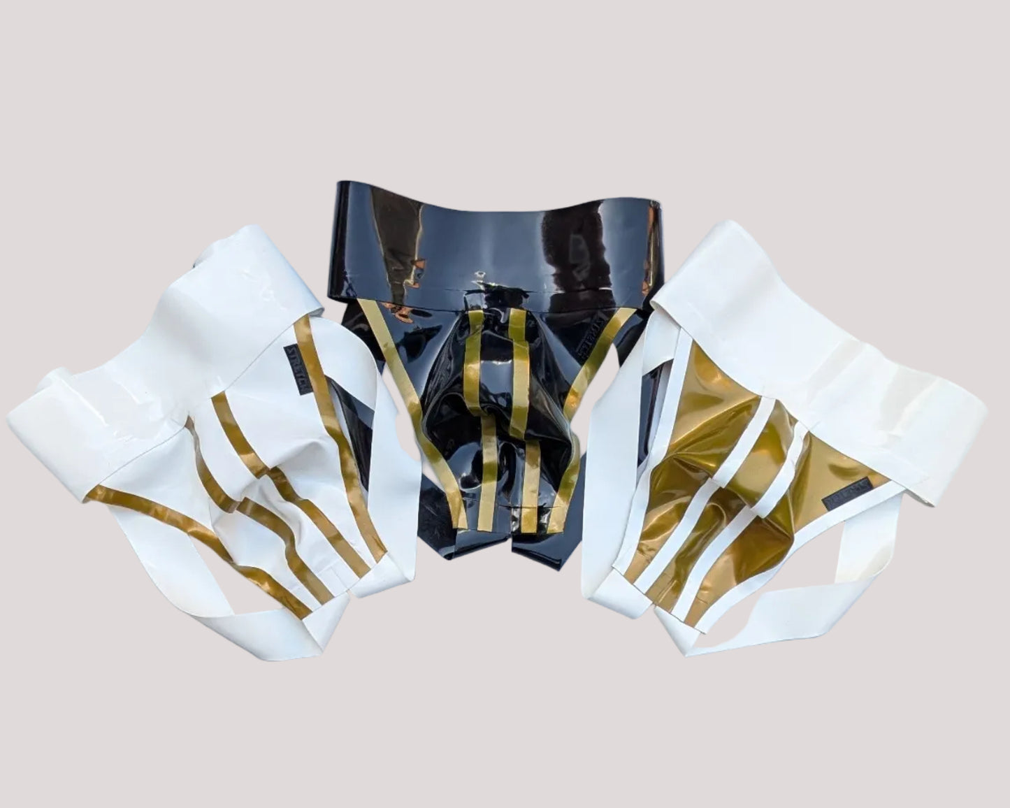 Bold Wide Band Latex Jock - Gold Stripe