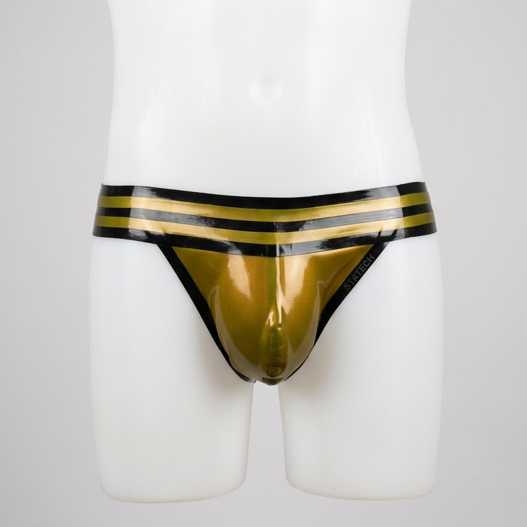 Wide Band Thong - Black and Gold Pouch
