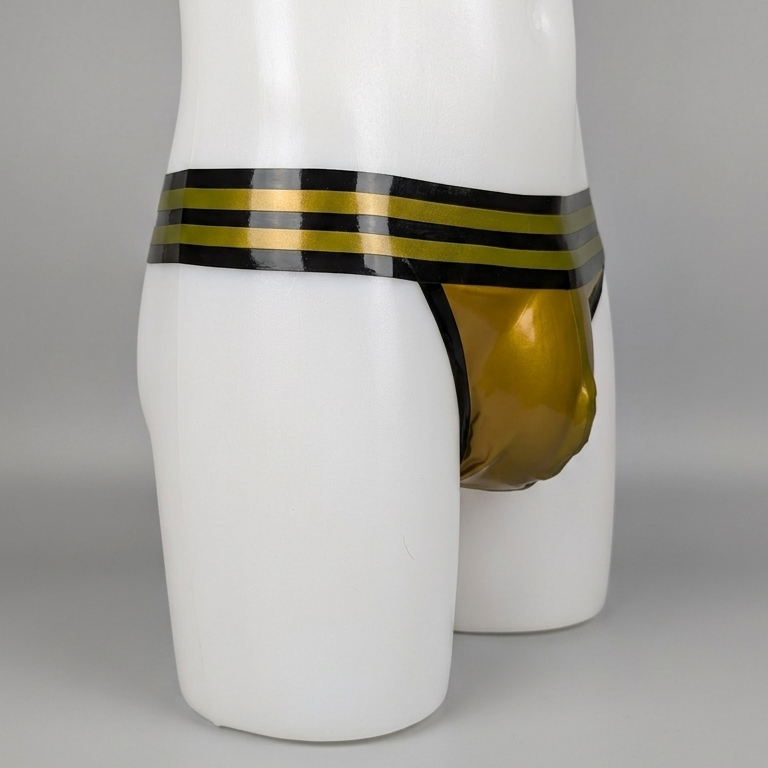 Wide Band Thong - Black and Gold Pouch