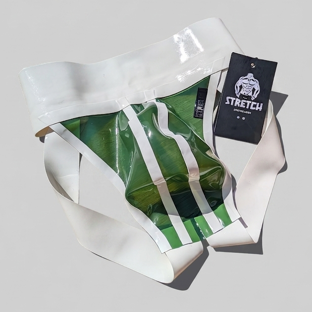 Wide Band White Latex Jock - Transparent Army Green