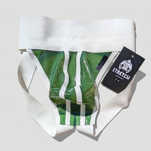Wide Band White Latex Jock - Transparent Army Green