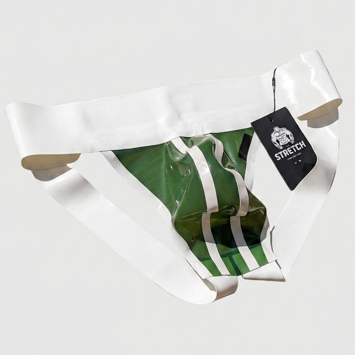 Wide Band White Latex Jock - Transparent Army Green