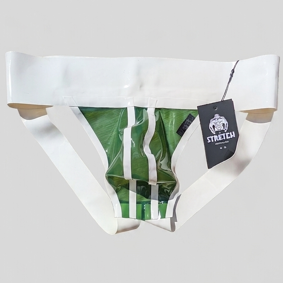 Wide Band White Latex Jock - Transparent Army Green