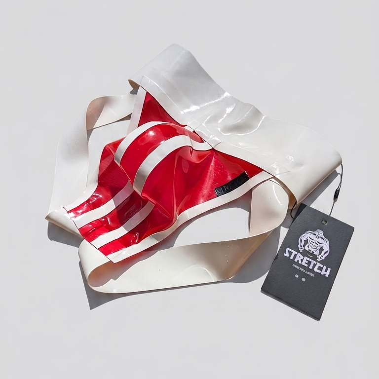 Wide Band White Latex Jock - Transparent Red