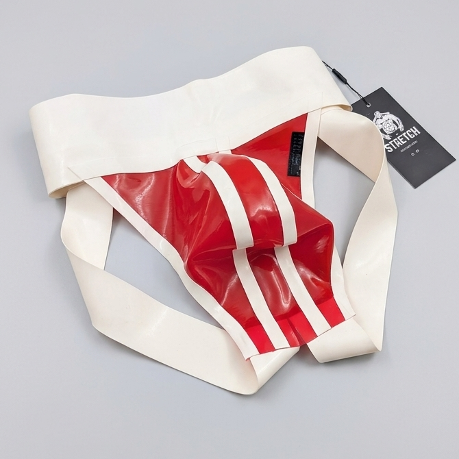 Wide Band White Latex Jock - Transparent Red