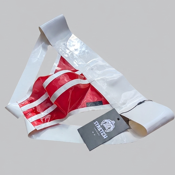 Wide Band White Latex Jock - Transparent Red