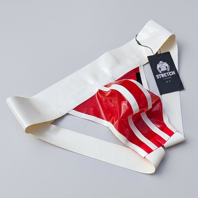 Wide Band White Latex Jock - Transparent Red