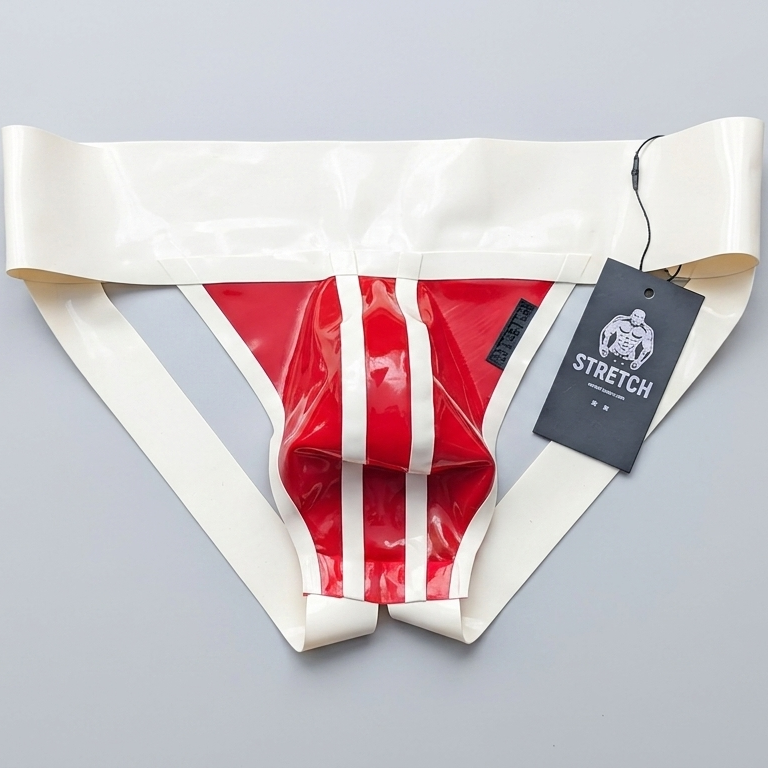 Wide Band White Latex Jock - Transparent Red