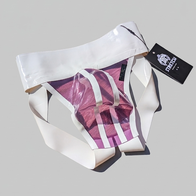 Wide Band White Latex Jock - Transparent Purple