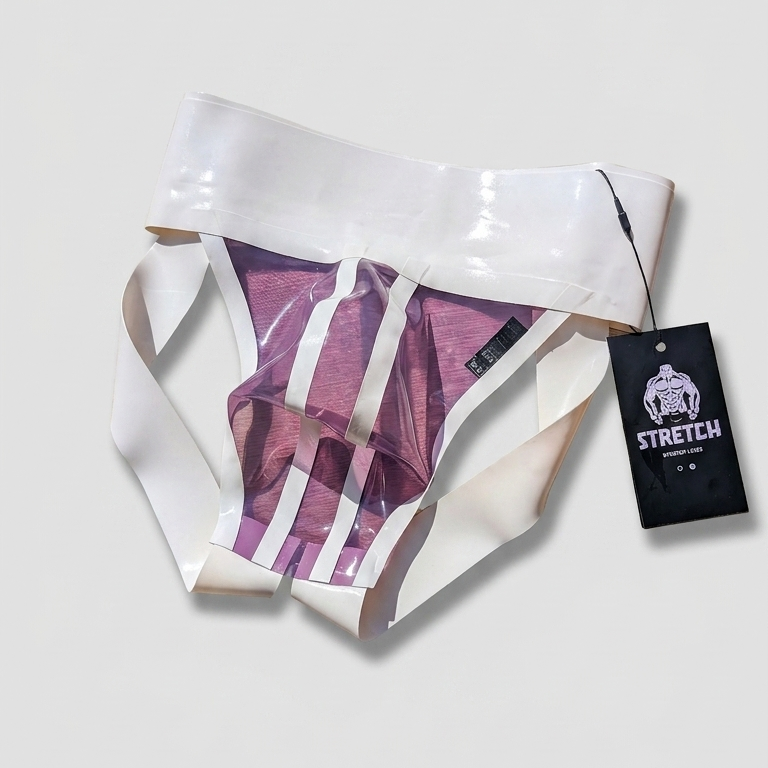 Wide Band White Latex Jock - Transparent Purple