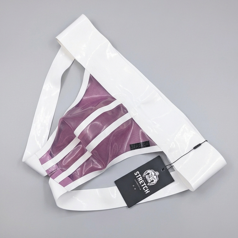 Wide Band White Latex Jock - Transparent Purple