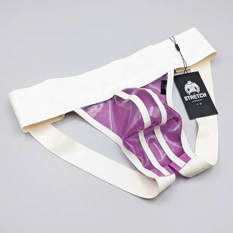 Wide Band White Latex Jock - Transparent Purple