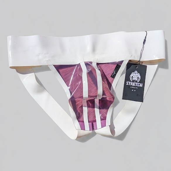 Wide Band White Latex Jock - Transparent Purple