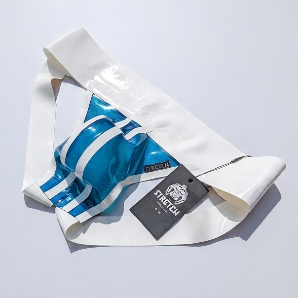Wide Band White Latex Jock - Transparent Blue