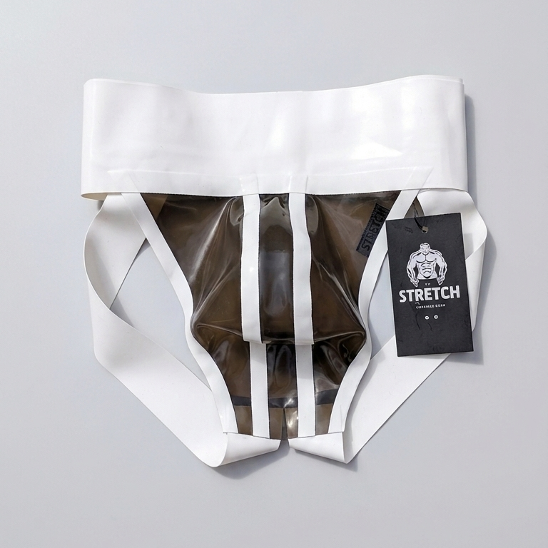 Wide Band White Latex Jock - Transparent Dark
