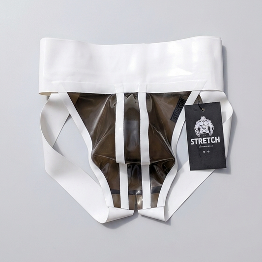 Wide Band White Latex Jock - Transparent Dark
