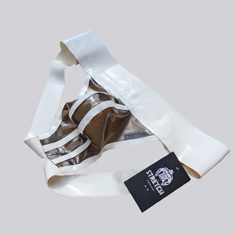 Wide Band White Latex Jock - Transparent Dark