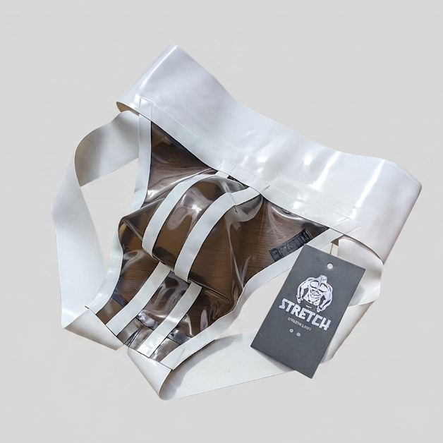 Wide Band White Latex Jock - Transparent Dark