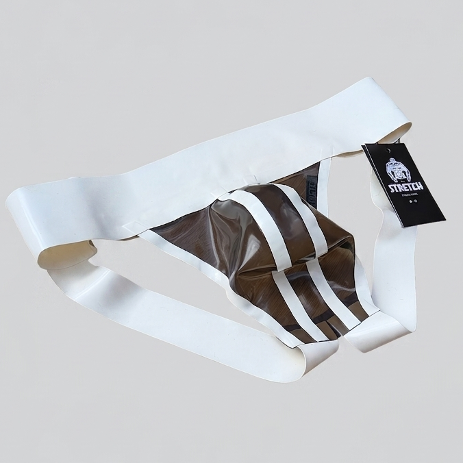 Wide Band White Latex Jock - Transparent Dark