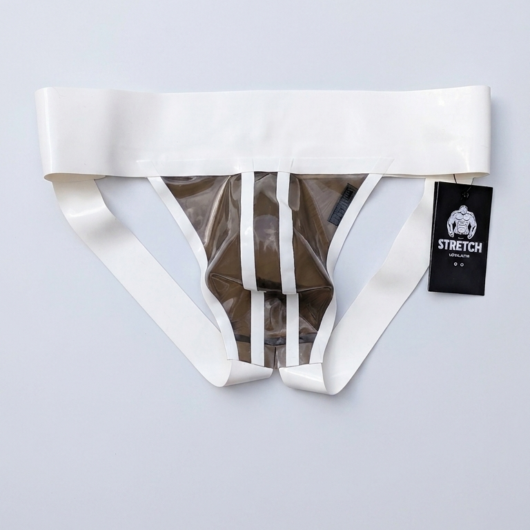 Wide Band White Latex Jock - Transparent Dark