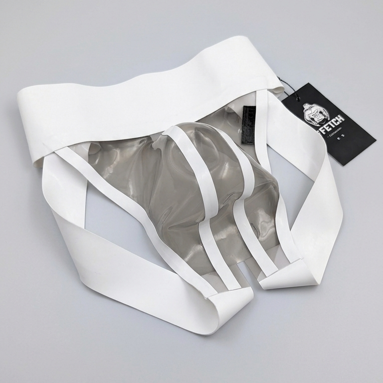 Wide Band White Latex Jock - Transparent Clear Grey