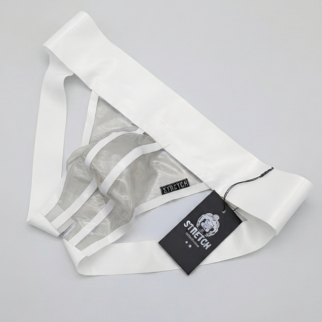 Wide Band White Latex Jock - Transparent Clear Grey