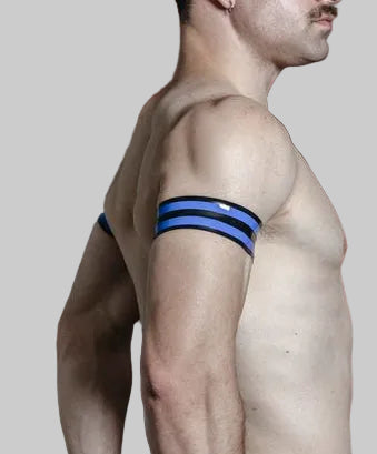 Dual Striped Bicep/Thigh Band (Two Pack) - Black/Blue