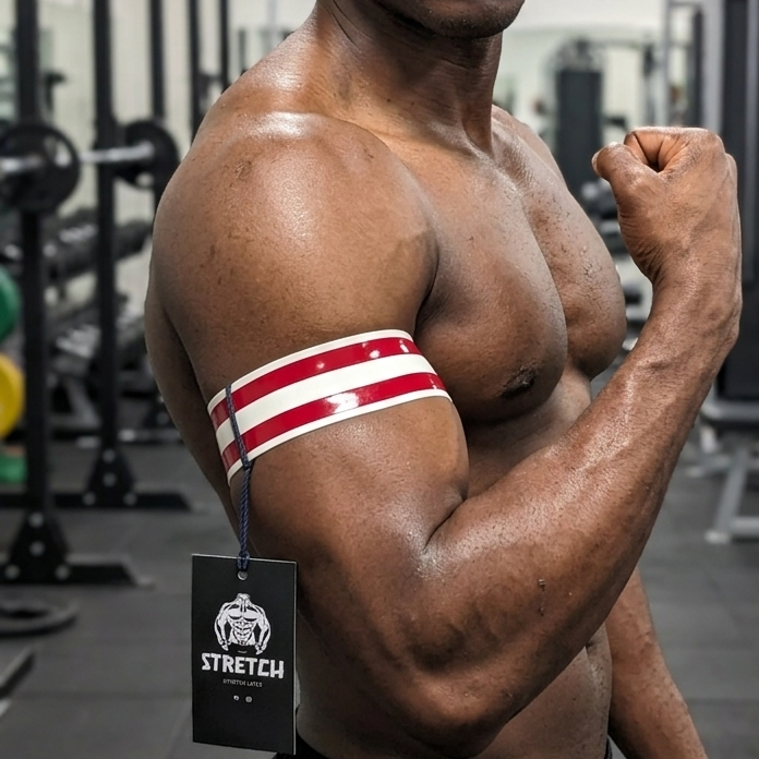 White Dual Striped Bicep Band (Two Pack) - RED