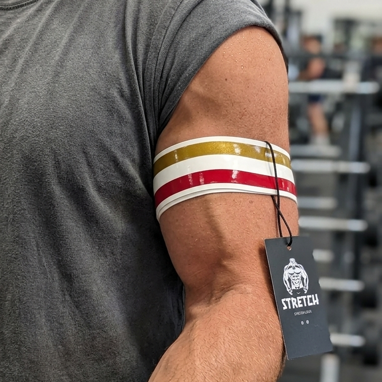 White Dual Striped Bicep Band (Two Pack) - RED