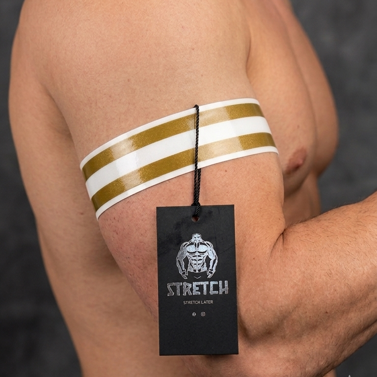 White Dual Striped Bicep Band (Two Pack) - GOLD