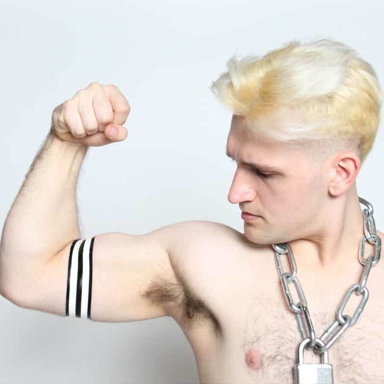 White Dual Striped Bicep Band (Two Pack) - RED