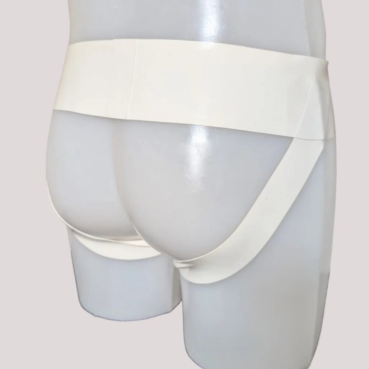 White Wide Band Latex Jock - Jam Red