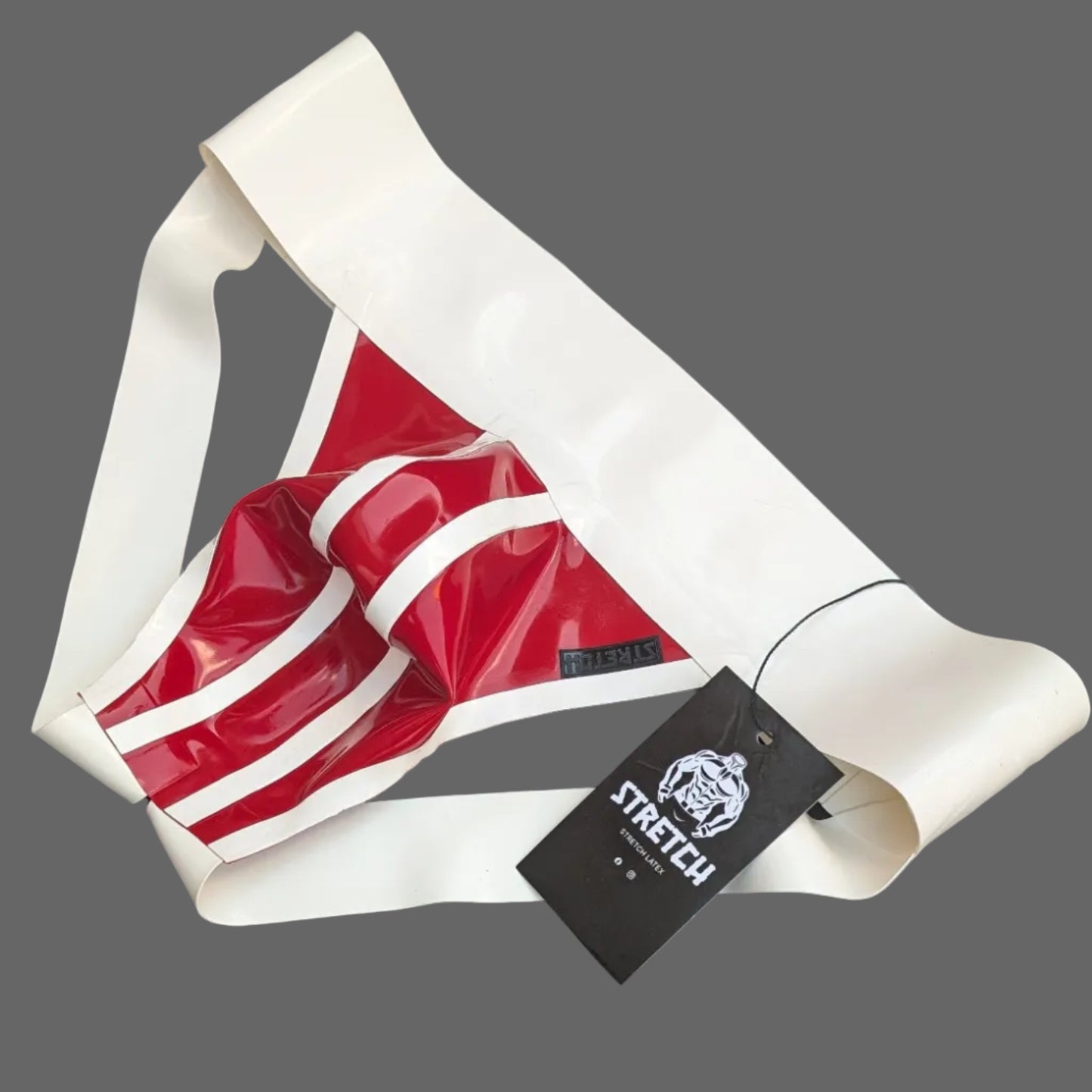 White Wide Band Latex Jock - Jam Red