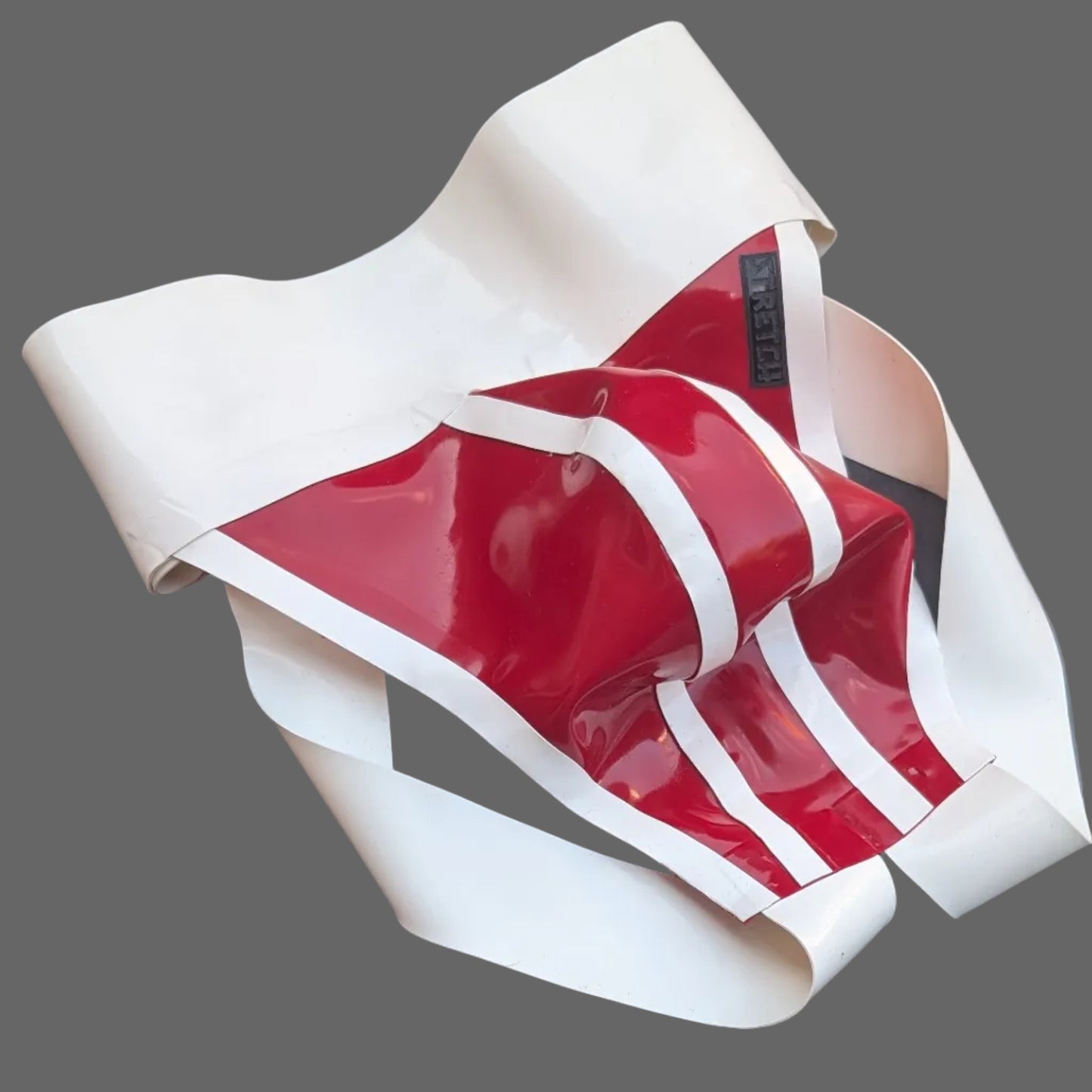 White Wide Band Latex Jock - Jam Red
