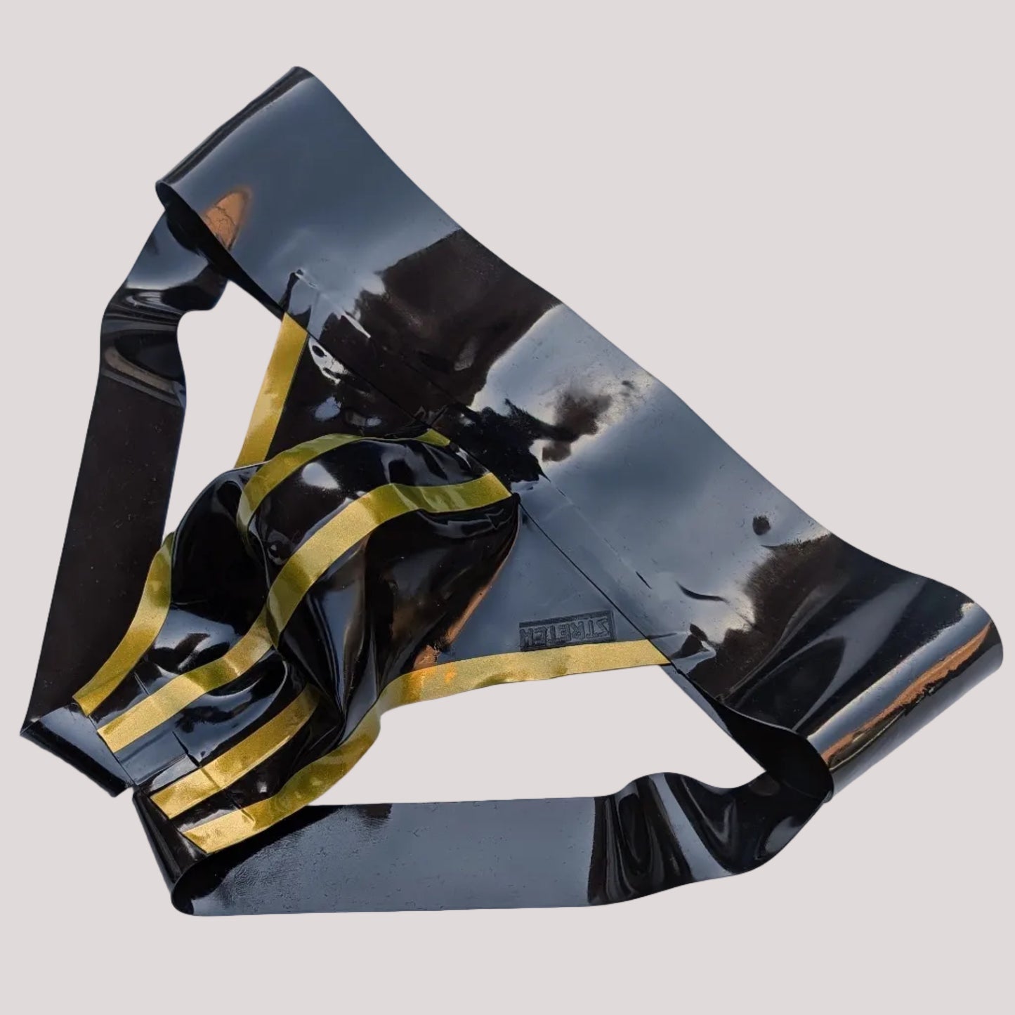 Bold Wide Band Latex Jock - Gold Stripe