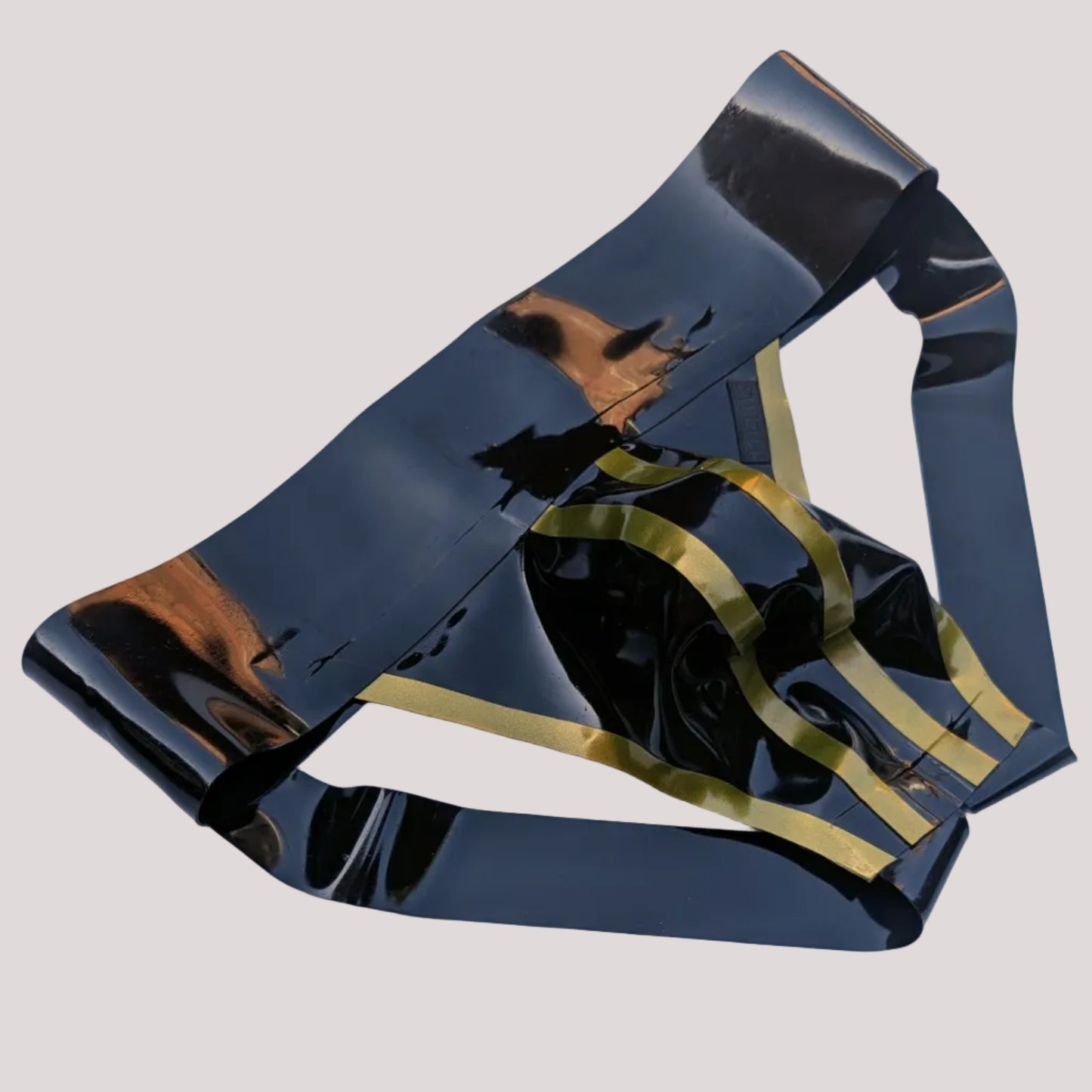 Bold Wide Band Latex Jock - Gold Stripe
