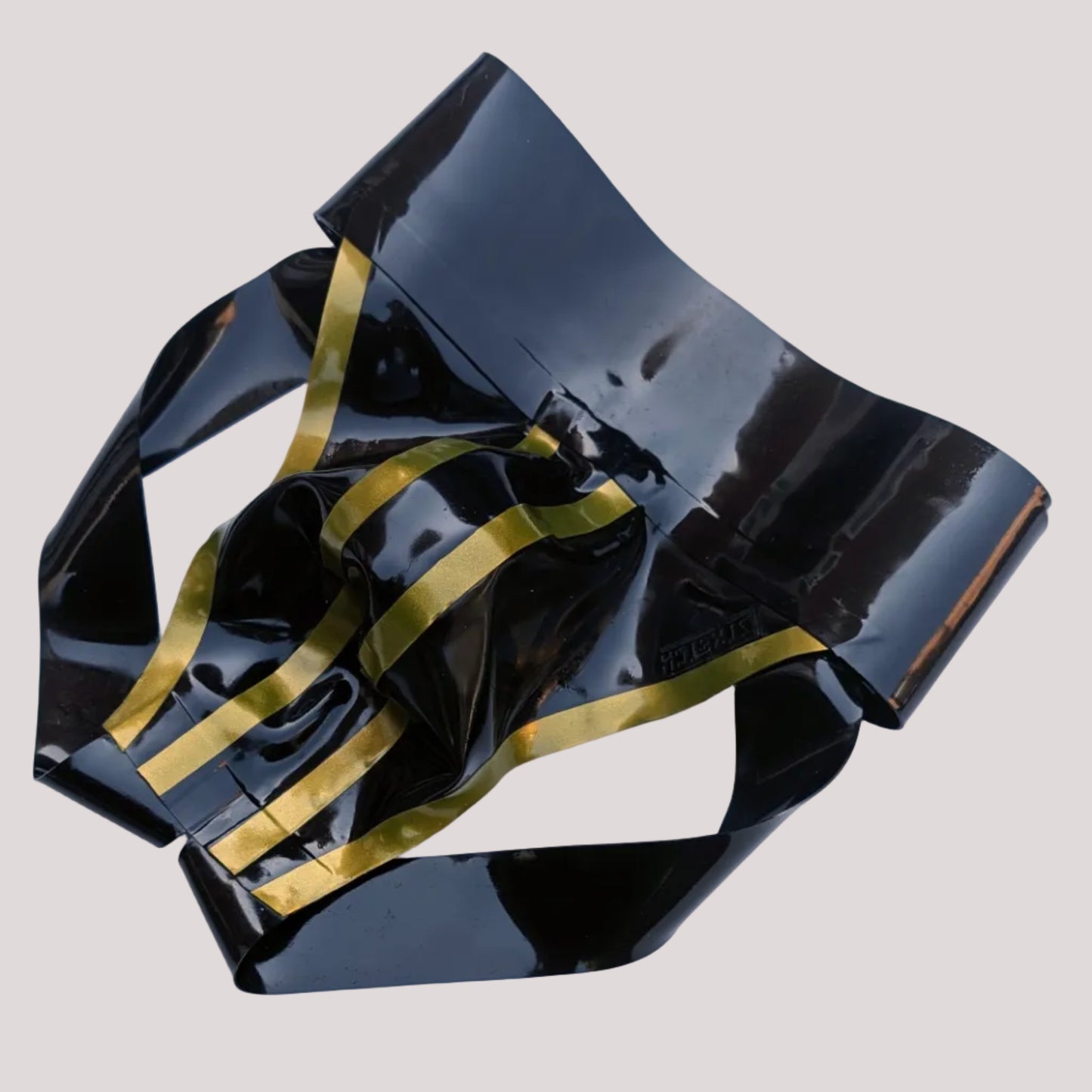 Bold Wide Band Latex Jock - Gold Stripe