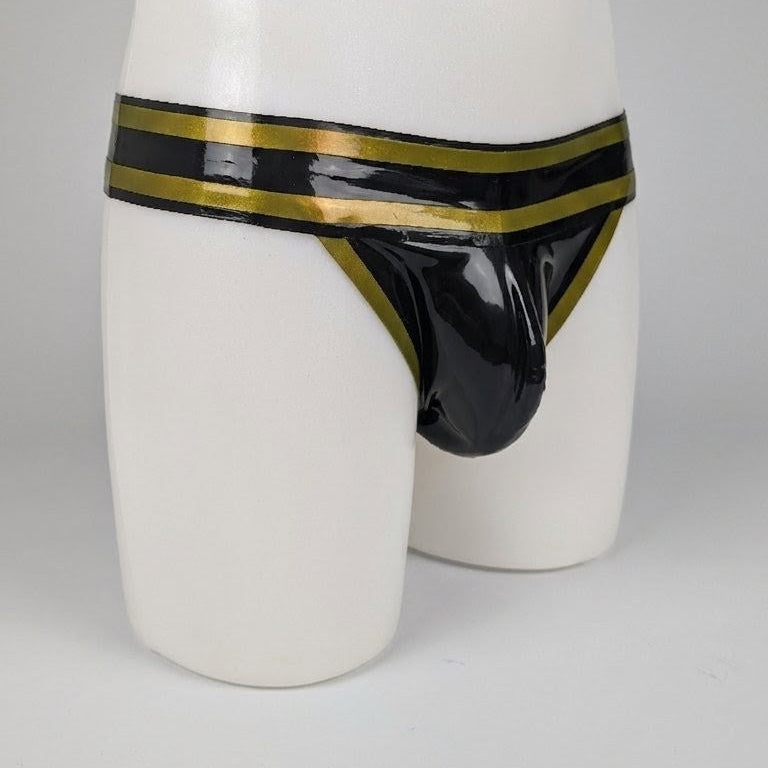 Wide Band Thong - Black and Gold