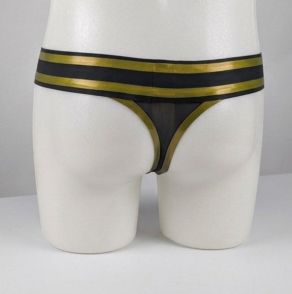Wide Band Thong - Black and Gold
