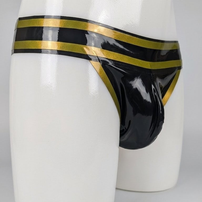 Wide Band Thong - Black and Gold